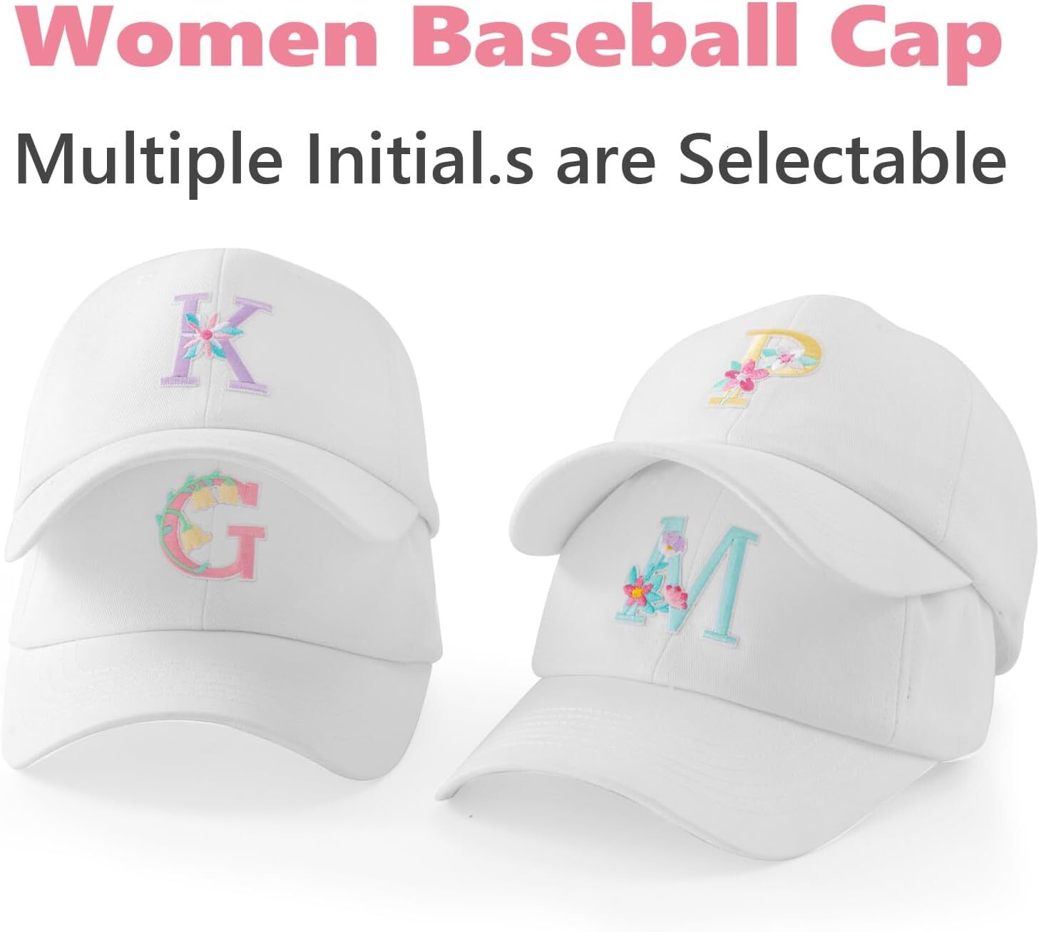 Womens Cotton White Baseball Cap for Travel, Running, Tennis, Golf, Camping, Adjustable Unstructured, Breathable