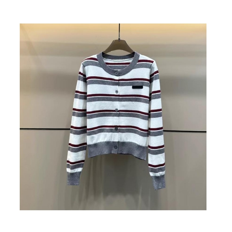 women cardigan sweater designer sweater jacket fashion polo collar striped womens knitted sweater top autumn outdoor warm casual slim fit women sweater coats