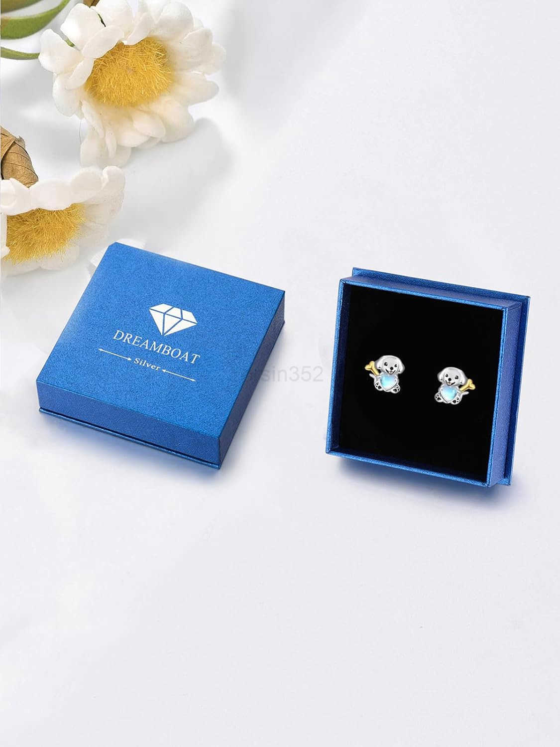 Dreamboat Cute Animal Stud Earrings for Women 925 Sterling Silver Hypoallergenic Moonstone Jewelry Gifts for Sensitive EarsW250911