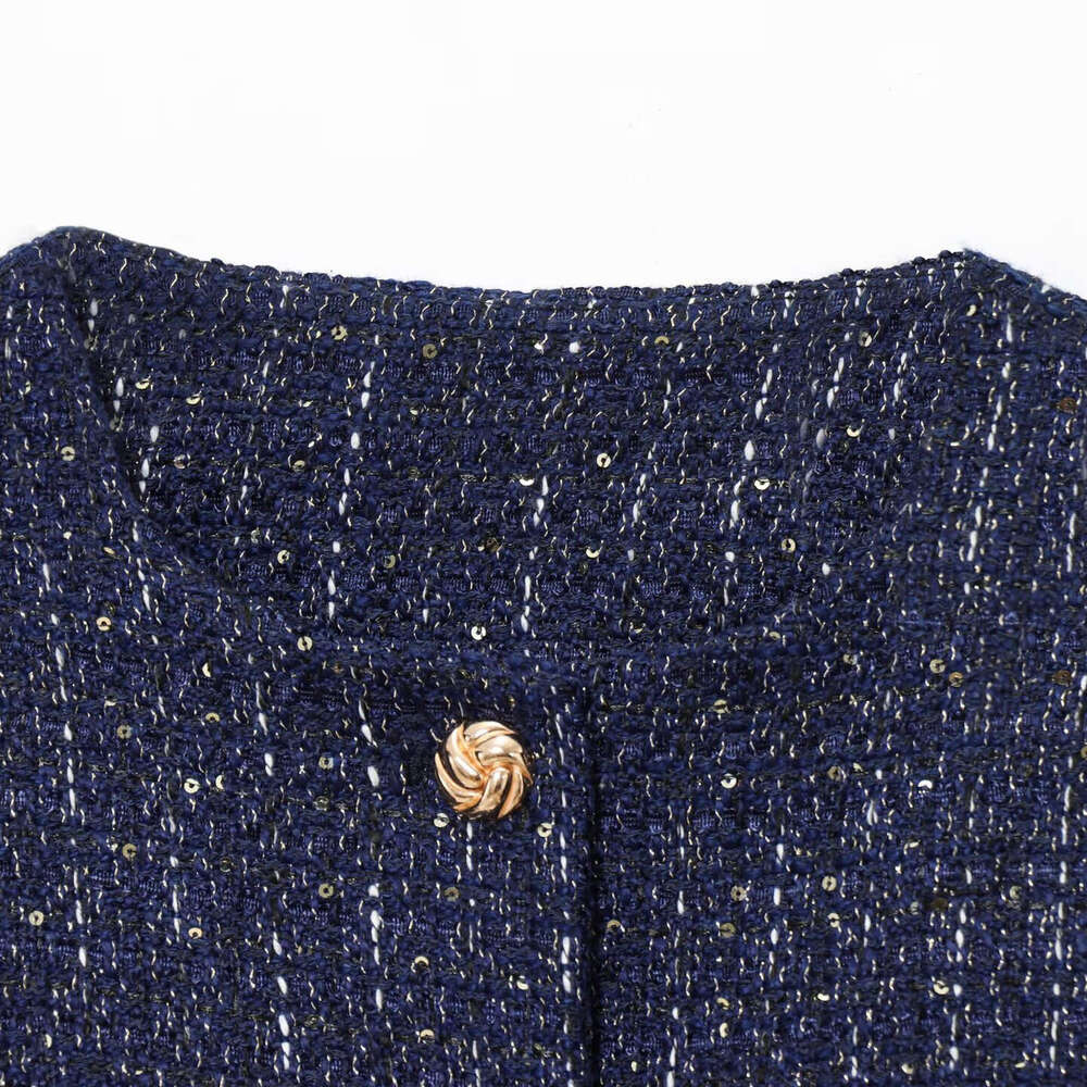 DHEssentials 2025 New Autumn Winter Round Neck Chanel Style Short Coat for Women French Tweed