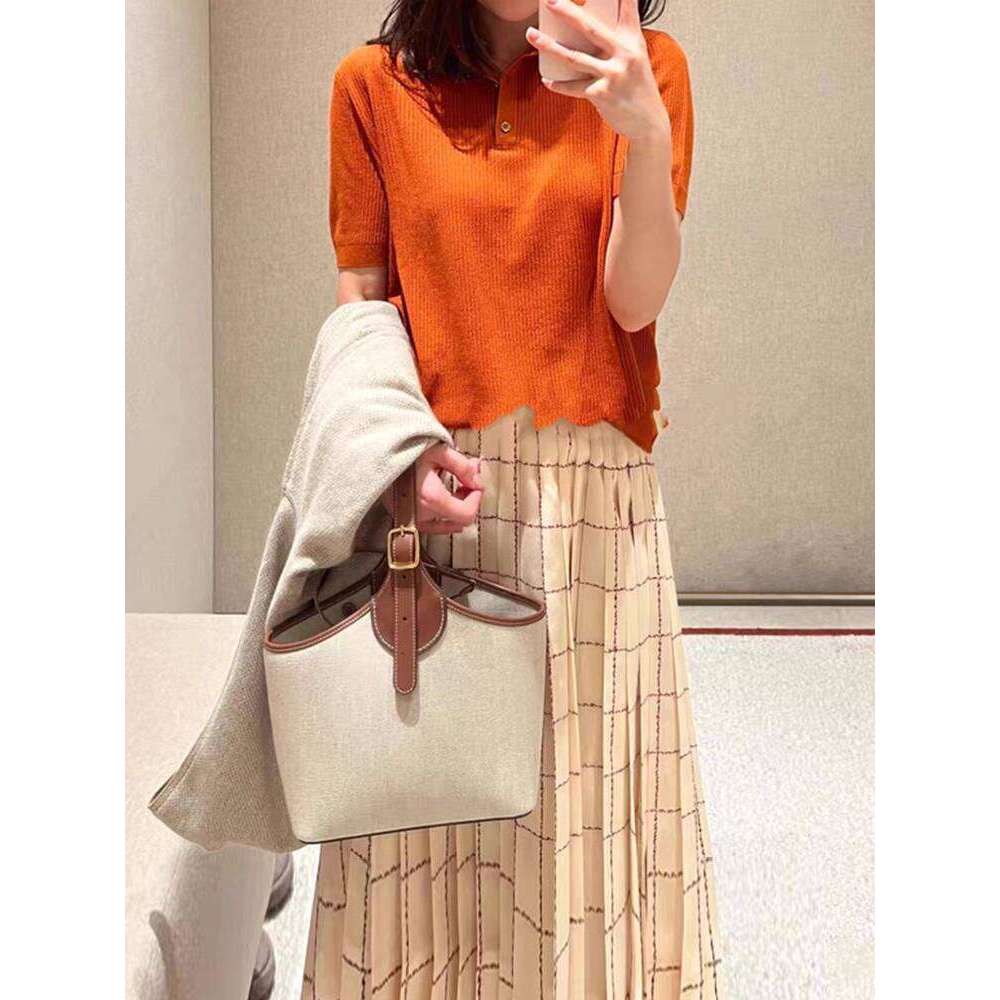 Designer Bag Tote Bag Shoulder Bag Women Summer Literary Style Cowhide Patchwork Cotton Linen Handbag Bucket Shoulder Crossbody Bag