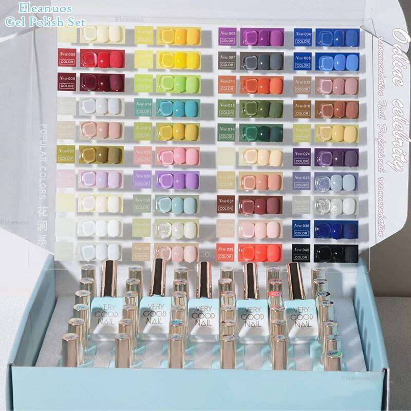 Eleanuos Popular Polishing 40 Color Mixed Clearcoat Semi Permanent Soaking Shiny Winter Gel UV LED Nail Salon Aron 15Ml