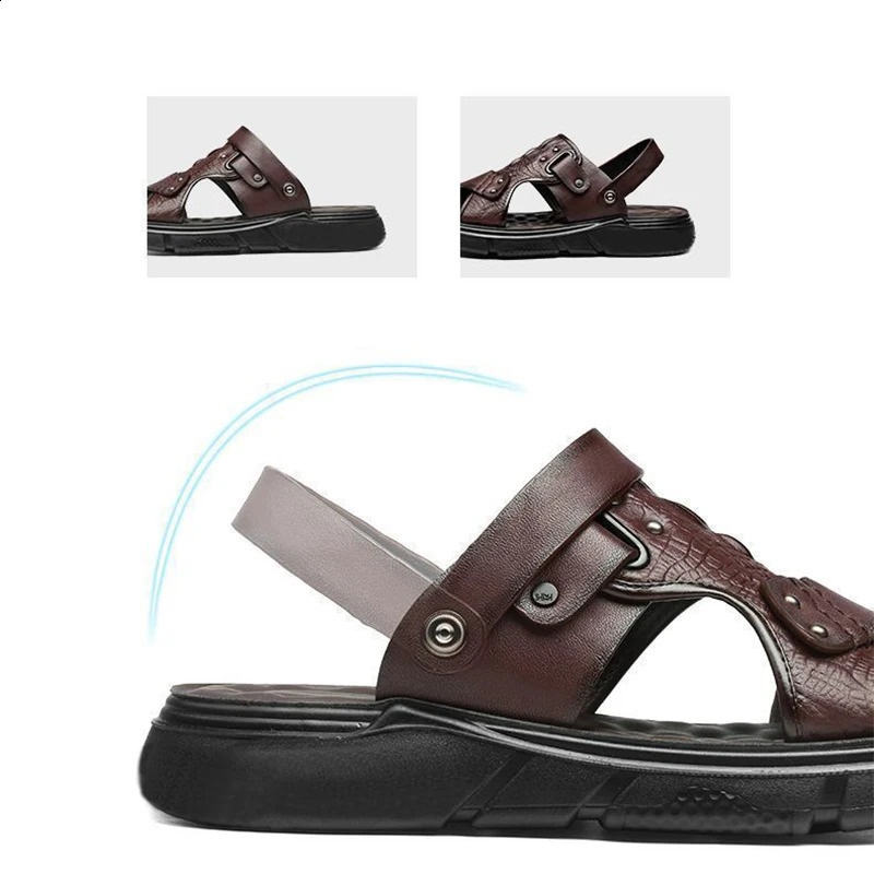 Big Size Men Leather Sandals Summer Classic Men Shoes Slippers Soft Sandals Men Roman Comfortable Outdoor Walking Footwear250906