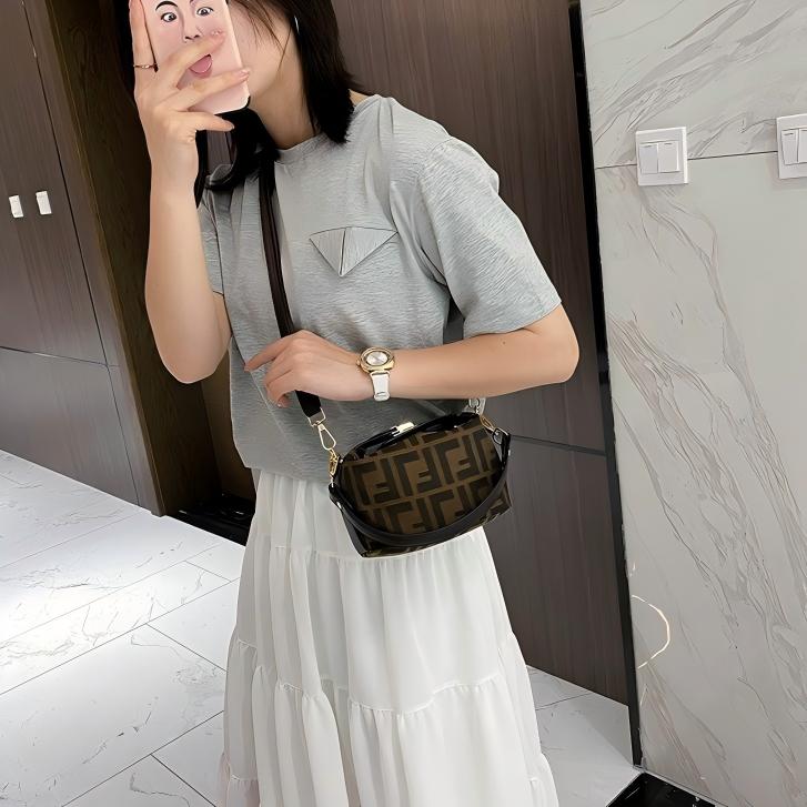 Free shipping designer bag Letter printed shoulder bag handbag crossbody women's bag vintage casual pillow bag coffee