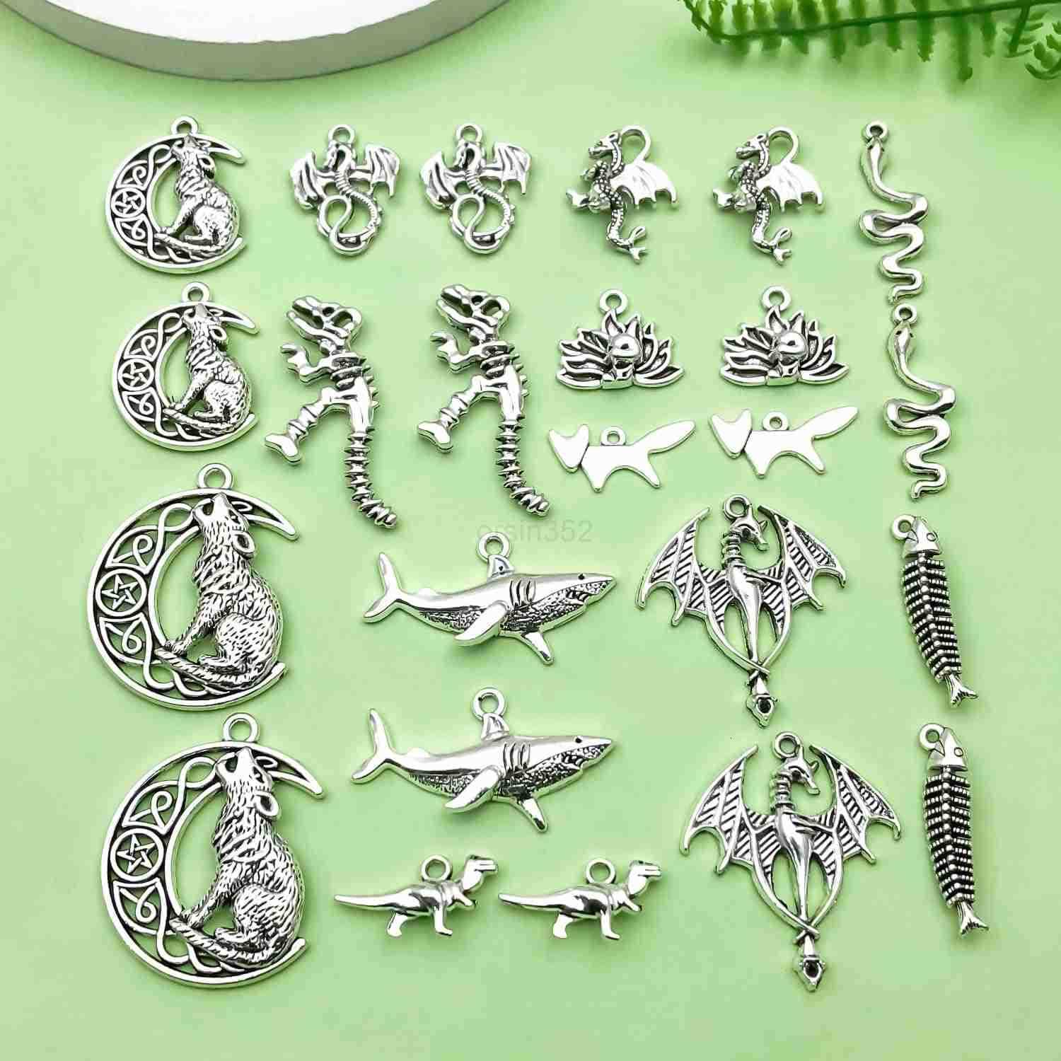 48pcs antique silver novel animal set Pendant Jewelry Making DIY Keychain Earrings Pendant Various Design Charms for Jewelry Making s Necklace SNW2509