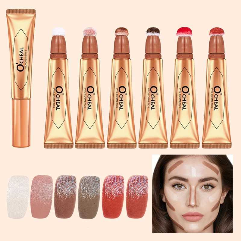 OCHEAL 6color Face Liquid Blusher Cream Facial Cheek Eye Press Brush Head Highlighter Powder Blusher Contouring Makeup Cosmetic W250911