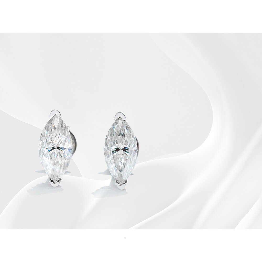 Fashionable S Sterling Sier Marquise Cut Moissanite Dia Earrings