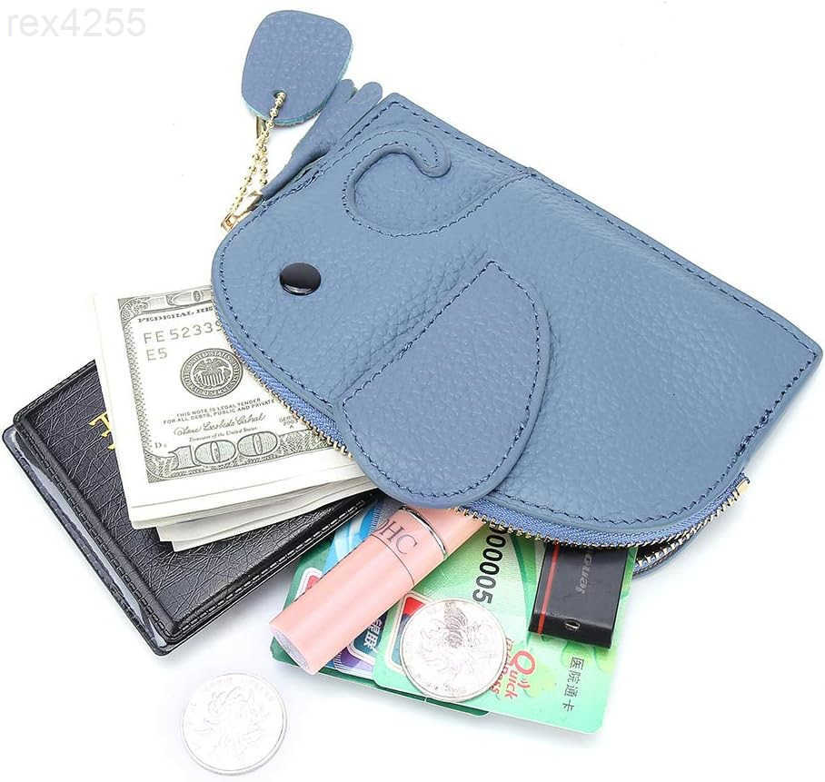 Leather Women Mini Coin Purse Female Cute Elephant Mini Creative Wallet with Key Chain Zipper Bag BlackW250911