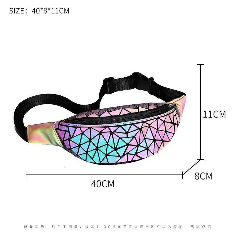 Women Fashion Waist Bag Fanny Pack Geometric Luminous Belt Bag Holographic Travel Men Chest Bags Handbag Waist Pack Z250911