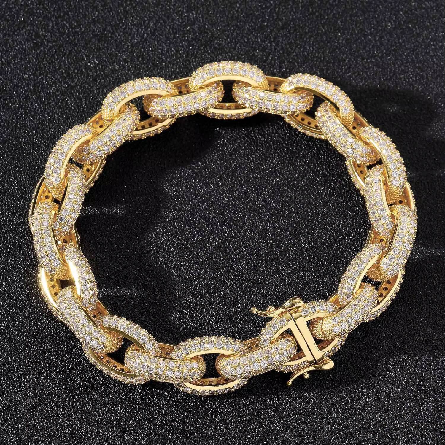 Hip Hop Jewelry Pass Diamond Teste 925 Silver Iced Out Cuban Chain Moissanite Diamond Bracelet Necklace Miami Cuban Link Chain