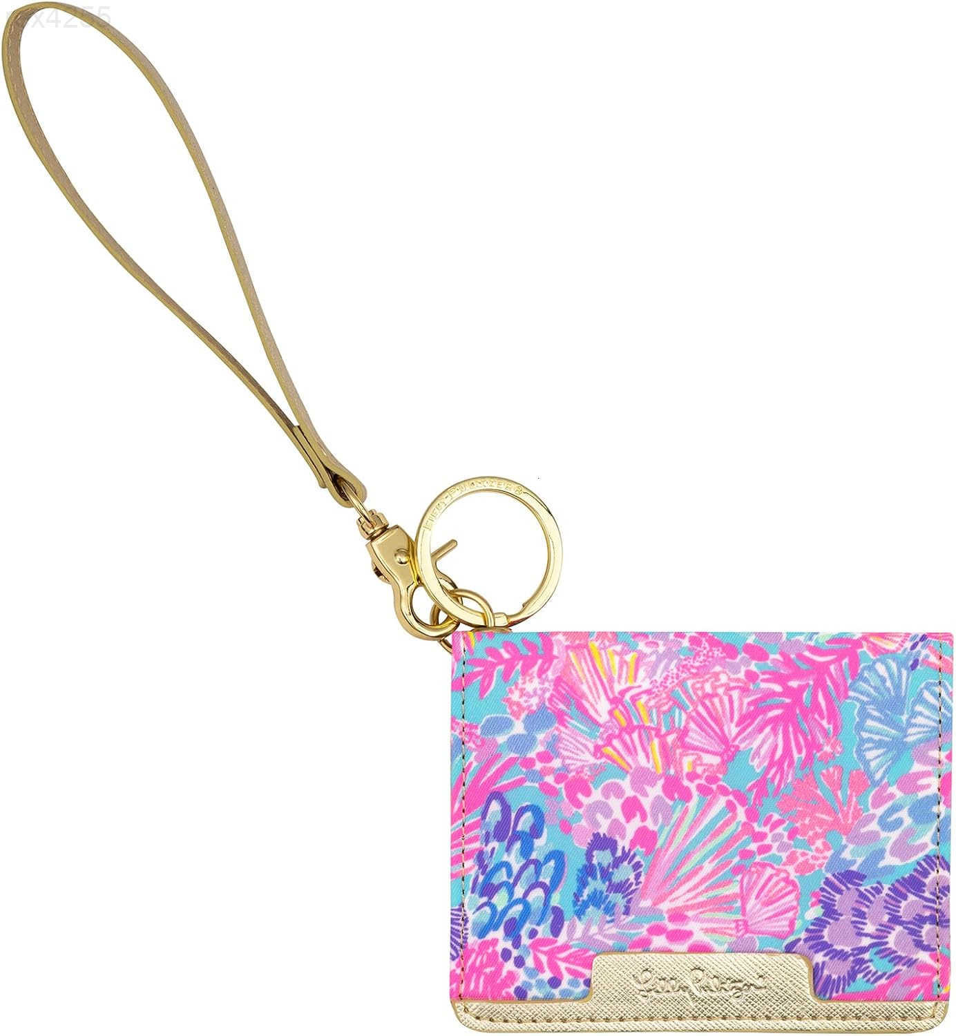 Pulitzer Snap ID Card Case Cute Keychain Wallet Slim Credit Card Holder with Wristlet Strap Splendor in the SandW250911