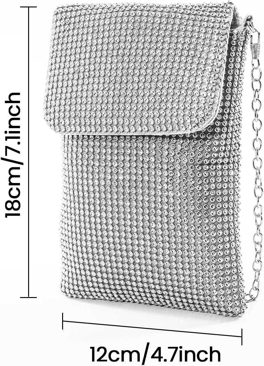Womens Crossbody Evening Bag Glitter Rhinestone Purse Sparkly Small HandbagW250911