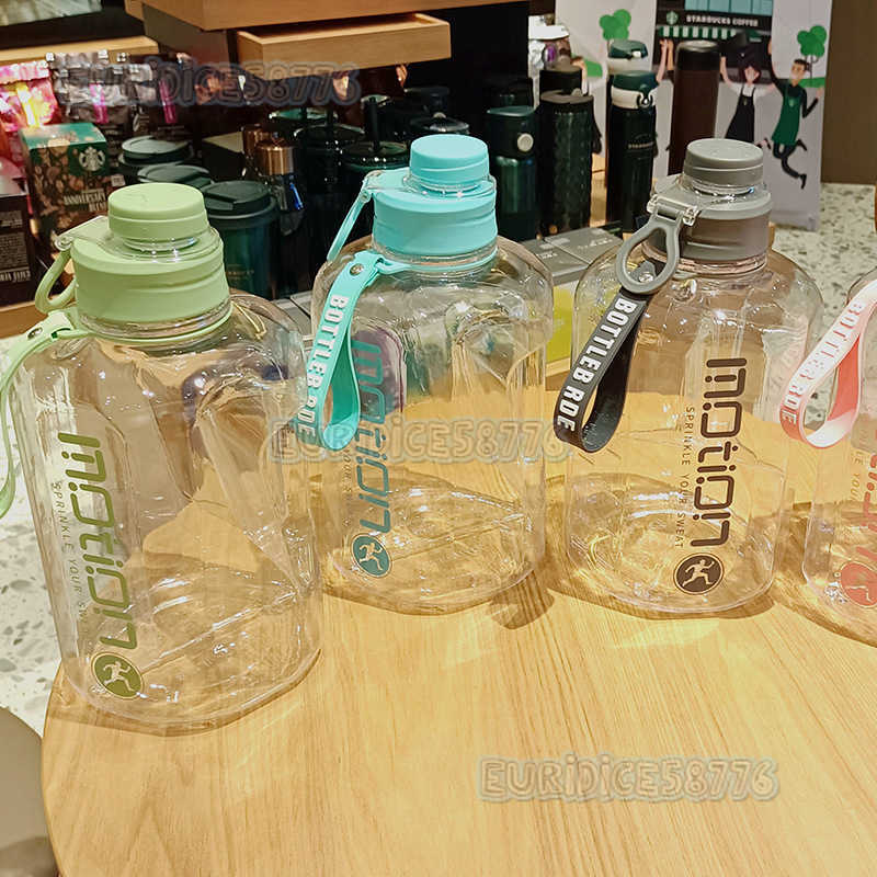 Super Large Capacity Sports Water Cup Portable Handle Fitness Outdoor Fall Proof Transparent Frosted Twocolor Kettle Ton Barrel H250911