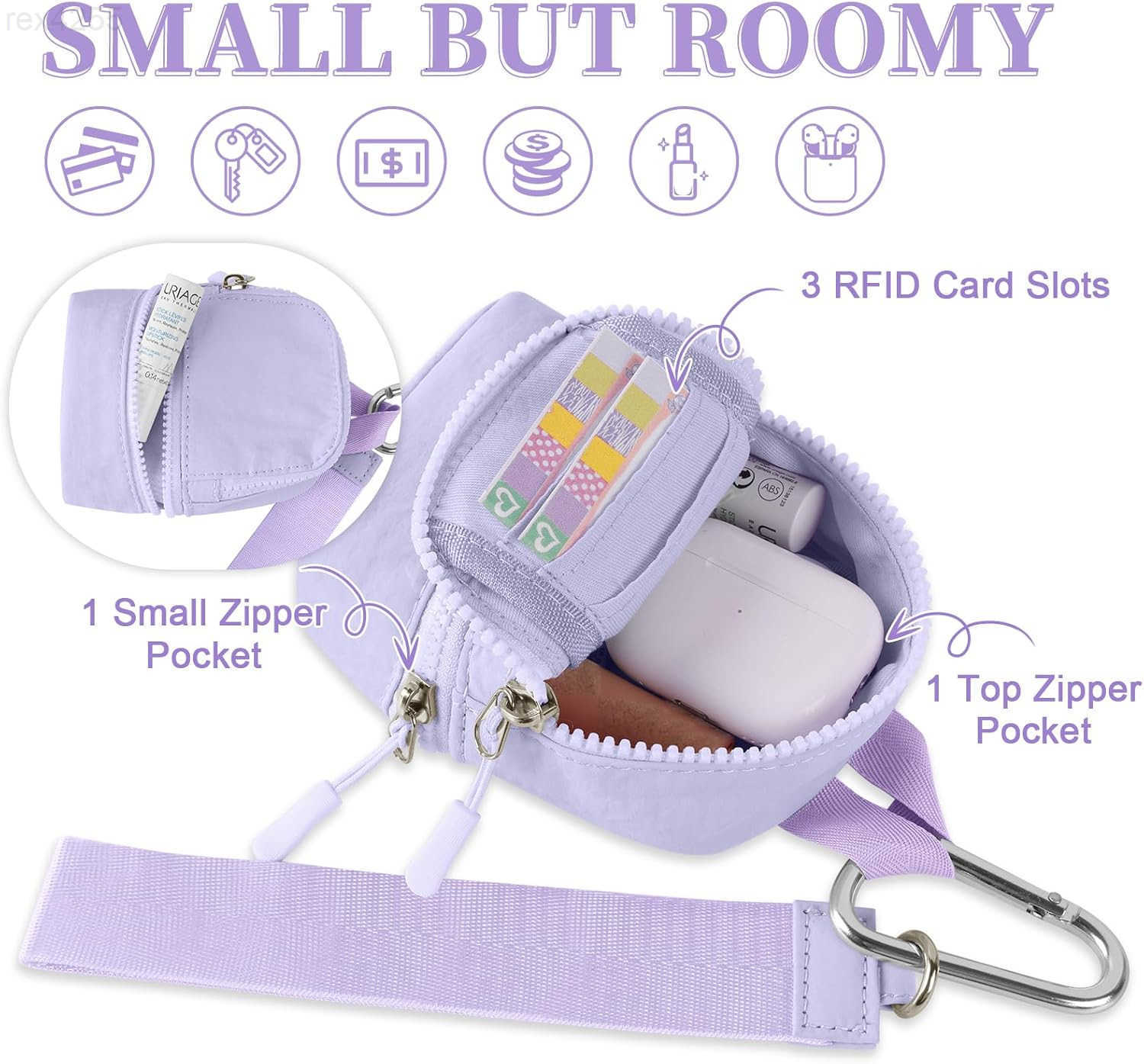 Mini Backpack Keychain Wristlet Wallet Pouch for WomenMenSmall Cute Change Coin Purse With 3 RFID Card SlotsPortable Waterproof Zipper Airpods Cosmeti