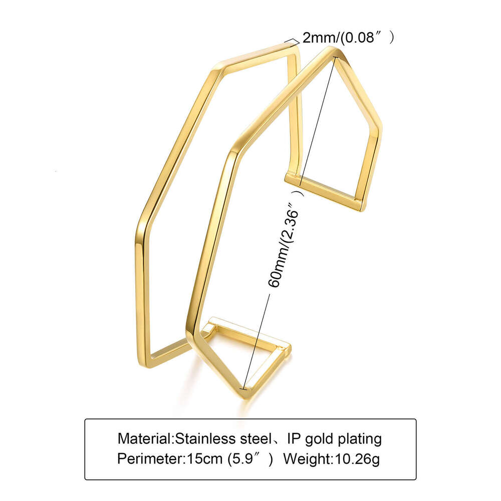 new gold tone bracelet designer bracelet for women Open Bracelet Luxury Jewelry Fashion Simple Geometric Stainless Steel Knot C-shaped Cross border Ac