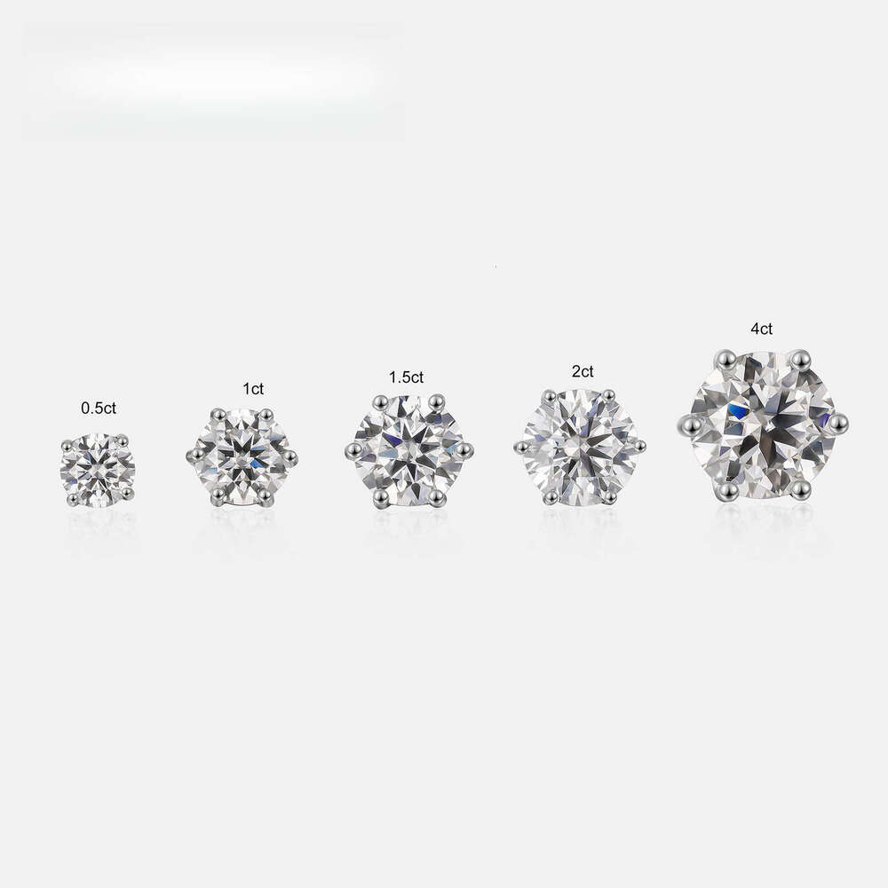 Round Cut VVS Moissanite Hip Hop Style Iced for Men Women Pass Dia Tester S Six Claw Stud Earrings