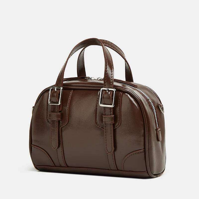 2025 New Small Square Bag; Commuting Bowling Boston Handbag; Retro Crossbody Bag