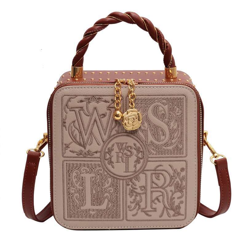 Design For Women 2024 New Women's Crossbody Popular Handheld Small Square Embroidered Box Bag