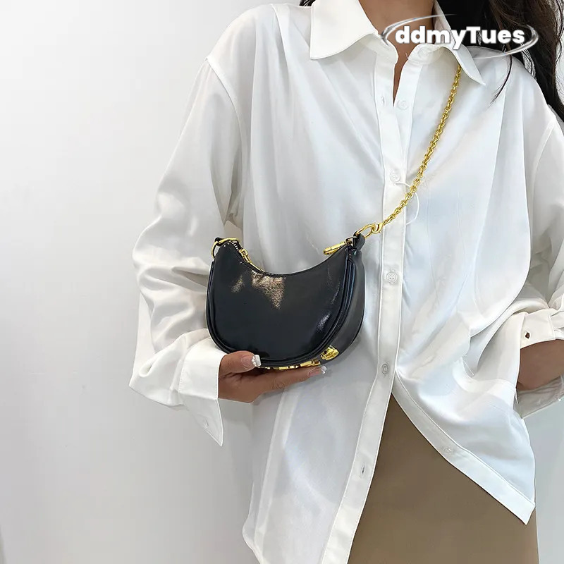 Spring and Summer Original Niche Laser Armpit Dumpling Women's 2025 Mini Crescent Shoulder Bag Chain Handbag TUES