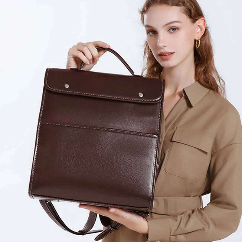 Women's Backpack Vintage Genuine Leather Girls School Bag Large Capacity Student Laptop Bags Cowhide Handbags Women Backpacks 250911