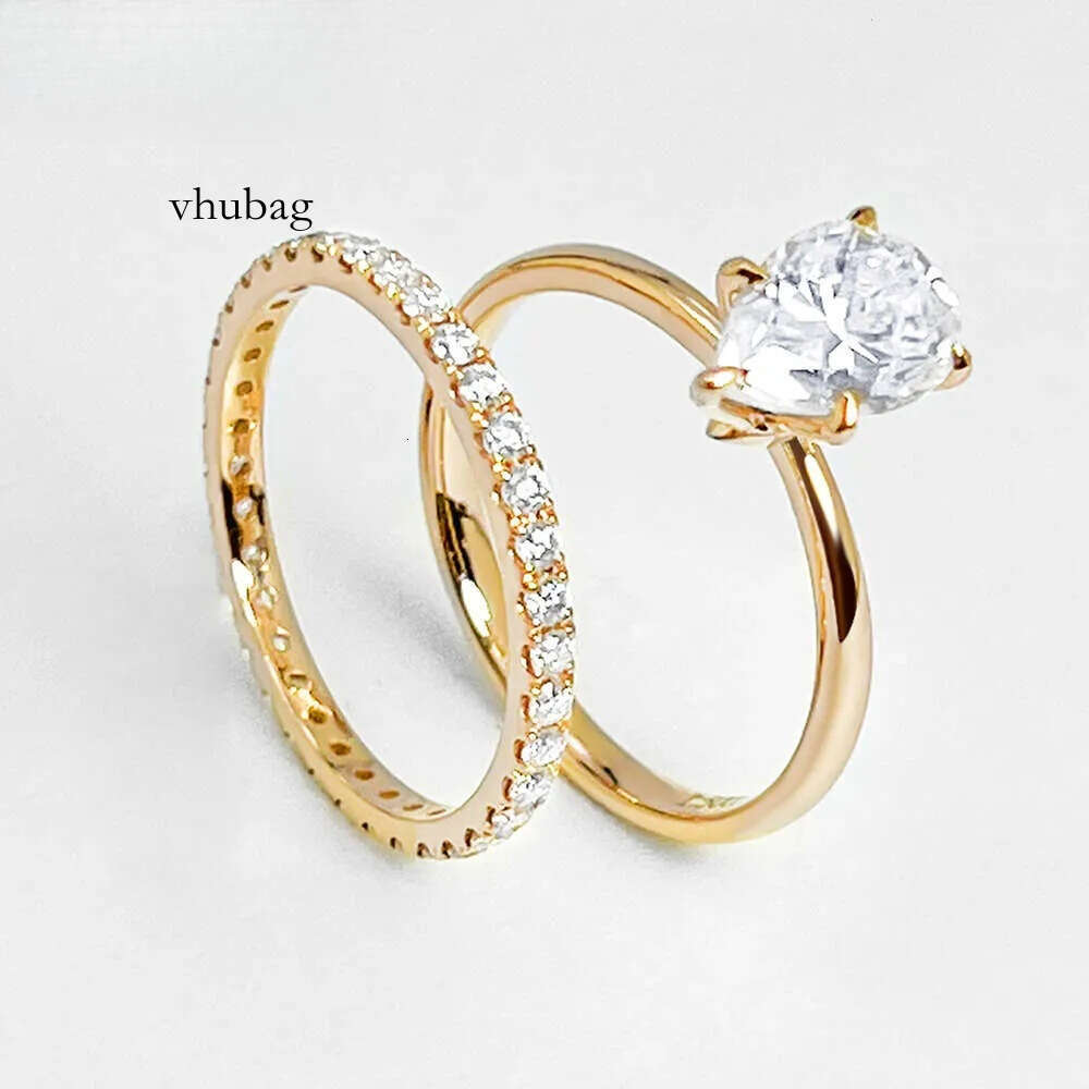 Round Custom Moissanite Rings Women Real Rose Wedding Solid Ring Gold for Couples