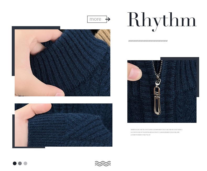 Men's Mid-Age & Young Adult Half-Zip Sweater - Winter Thickened, Warm, Business-Casual Pullover Base Layer Knitwear