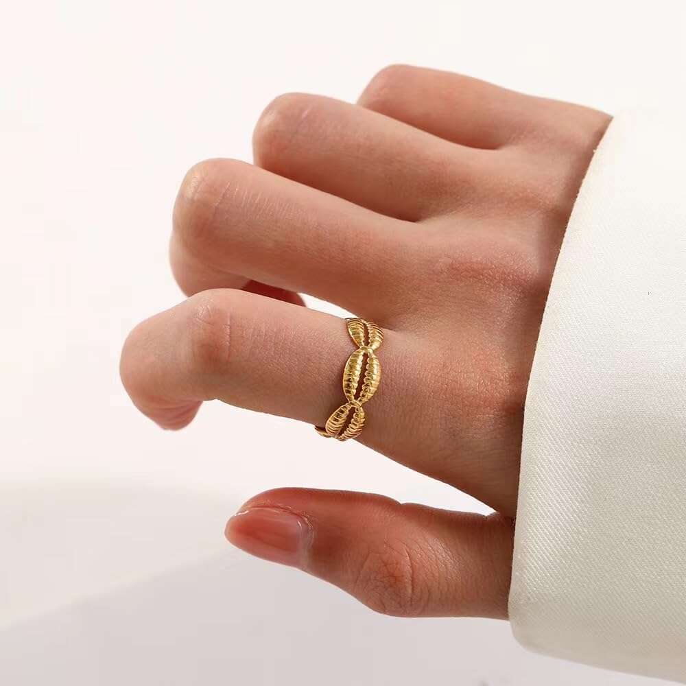 5PCS Beach Surfer Starfish Gold Dainty Seashell Wave Stacking Rings Summer Jewelry for Women Girl