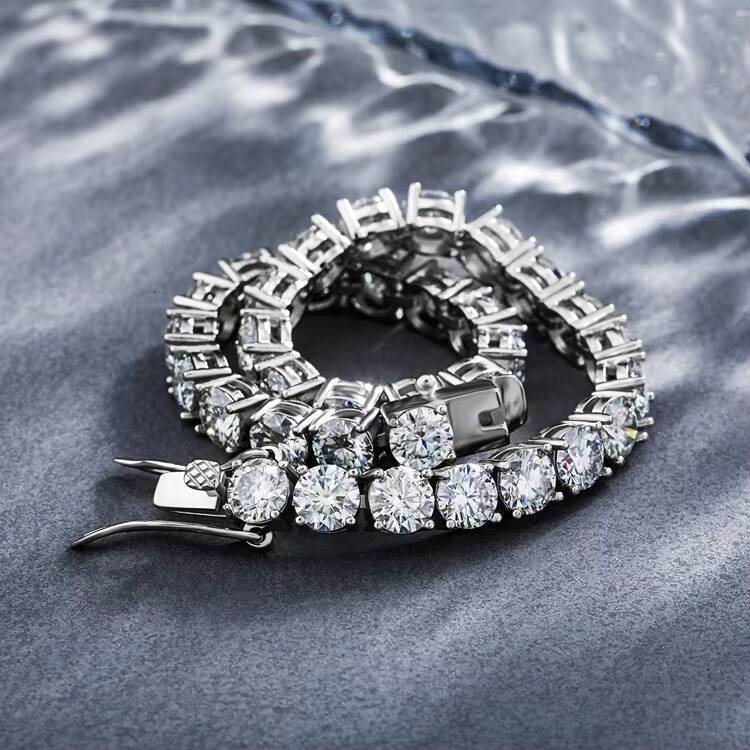 Luxury Jewelry Gold Plated Women Men Iced Out Jewelry Sparkle 4.0mm Moissanite Tennis Chain Bracelet
