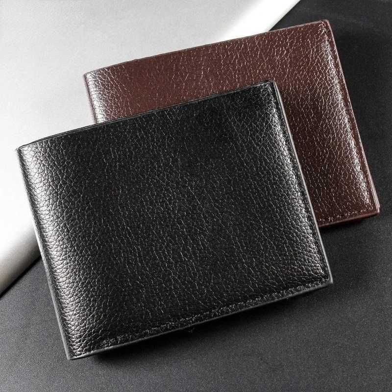 1PC Mens Pu Leather Wallet for Men Wallets Black Short Black Money Coin Credit Card Walet Business ID Card Purse Bags W250911