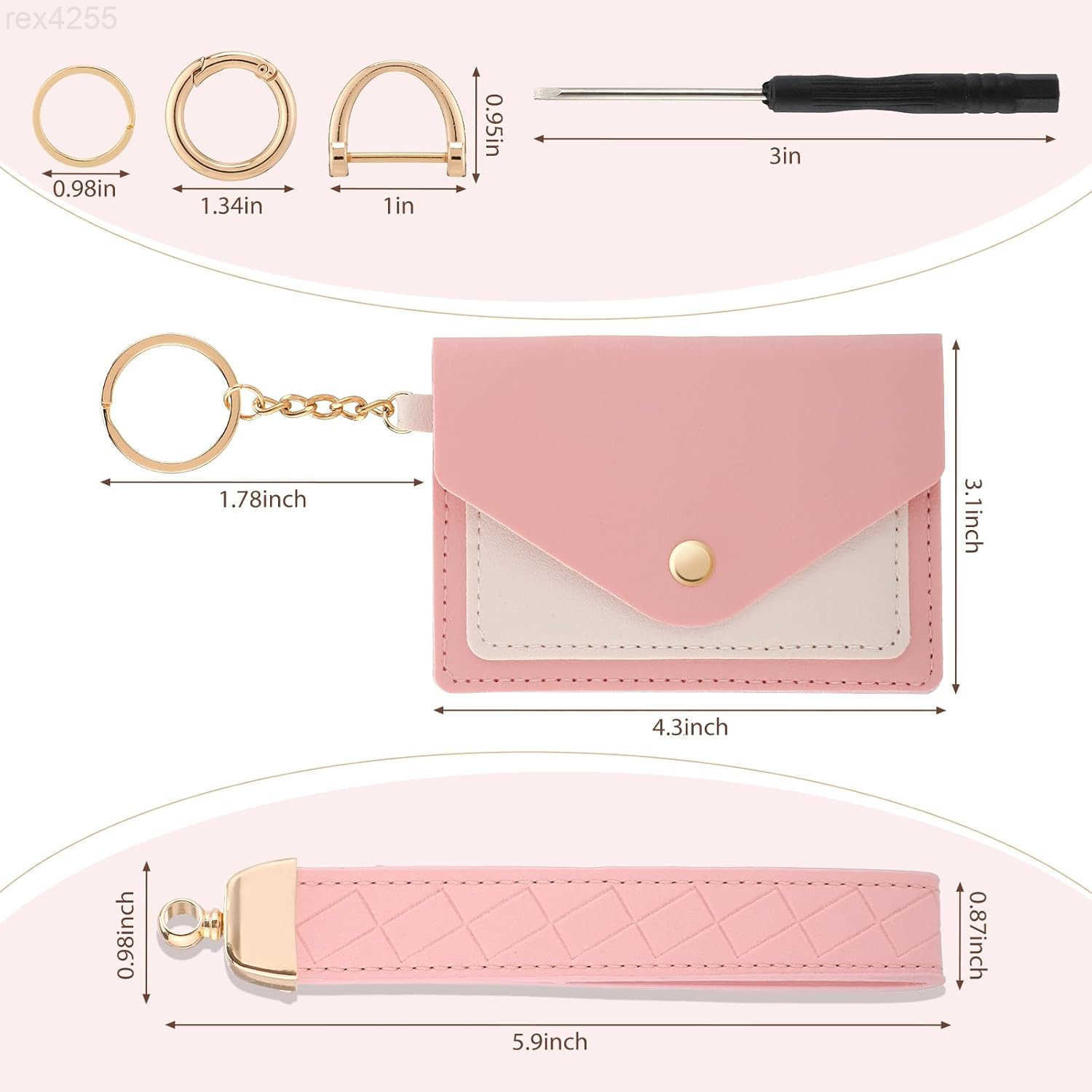 Leather Wristlet KeychainCute Wallet Keychain Car Key Chain Holder with 2 Key Ring Key Fob Wristband for WomenW250911
