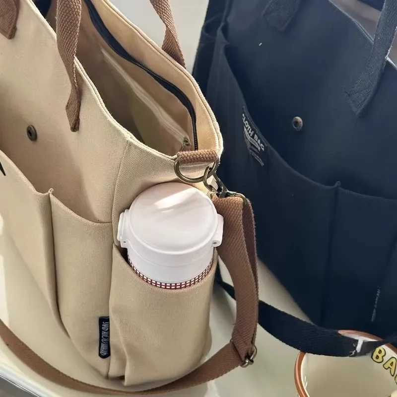 Canvas Ladies Bag Simple Student Large Capacity Horizontal Commuter Shoulder Slanting Portable Handbag Z250911