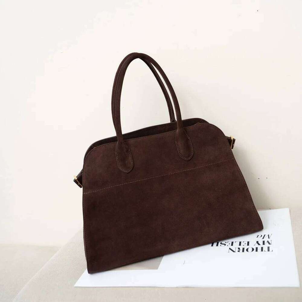 High Quality Margaux 15 Cowhide Handbag Shoulder Margaux15 Soft Genuine Leather Large Capacity Suede Tote Bag