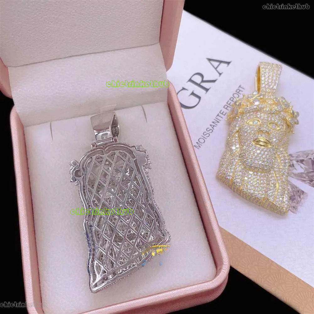 GRA Certificate Baguette Moissanite Jewelry Sier Hip Hop Iced Out Jesus Custom Necklace Pendant AA