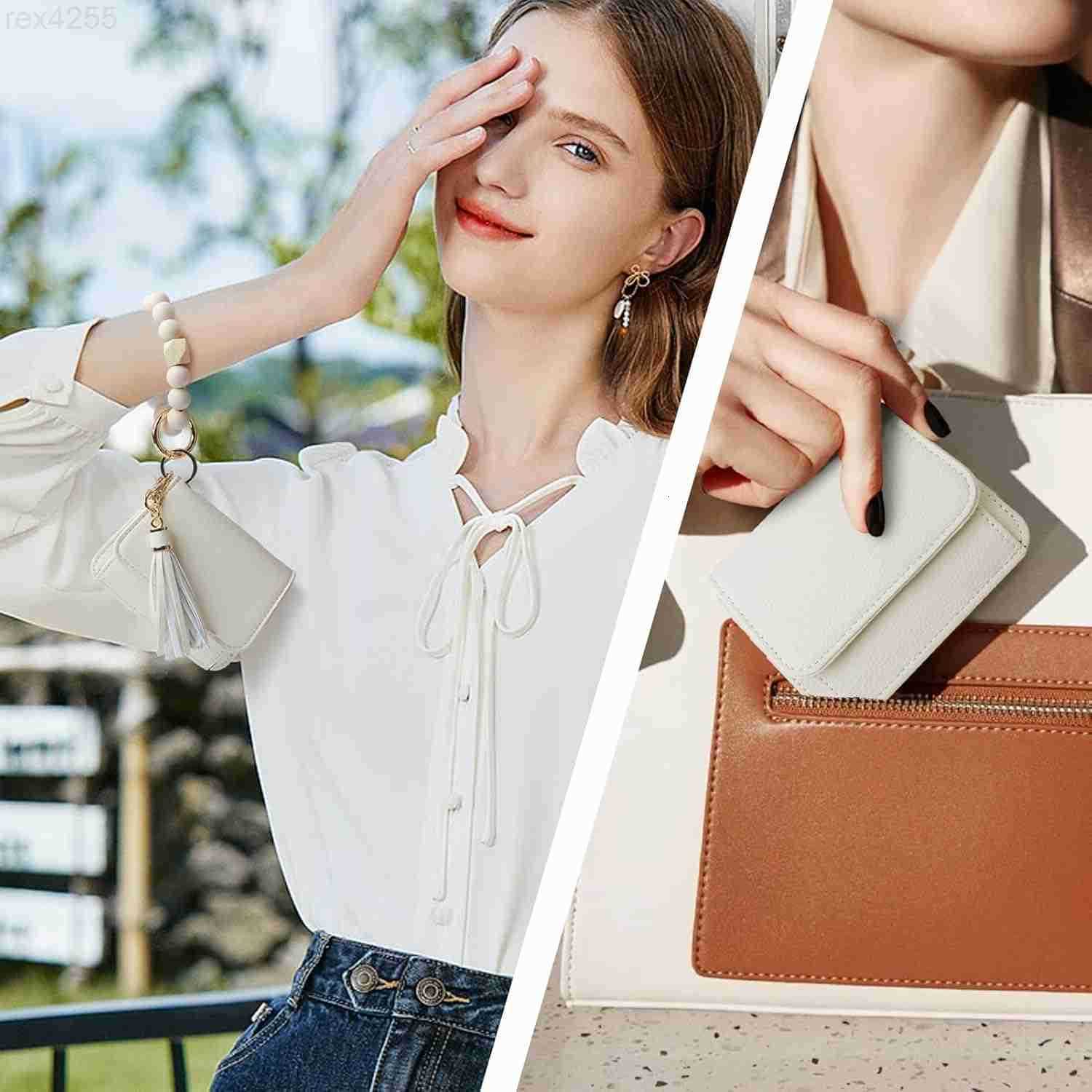 Wallet RFID Wristlet Wallets for WomenSmall Wallets Woman Key Chain Wallet with Coin Pocket and Id WindowW250911