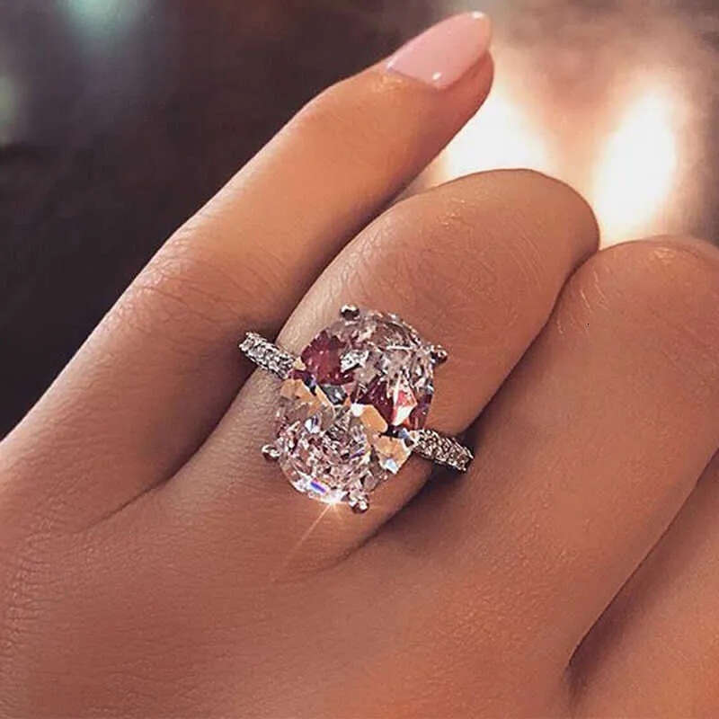 Extra large dia ring Classic 100% Sterling Sier 9 CT Oval Created Moissanite Gemstone Wedding Engagement Ring Fine Jewelry Gift