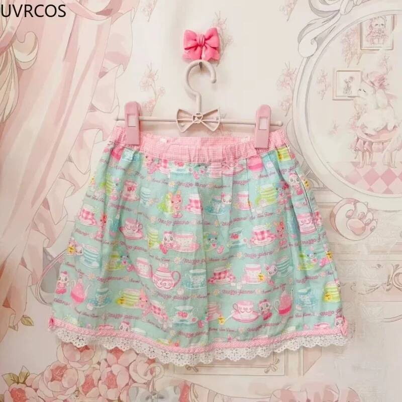 Sweet Lolita Style Cake Mini Japan Women Kawaii Cartoon Embroidery Bow Pleated Skirts Y2k Short Fairy Skirt Faldas Mujer dongdumaoyi