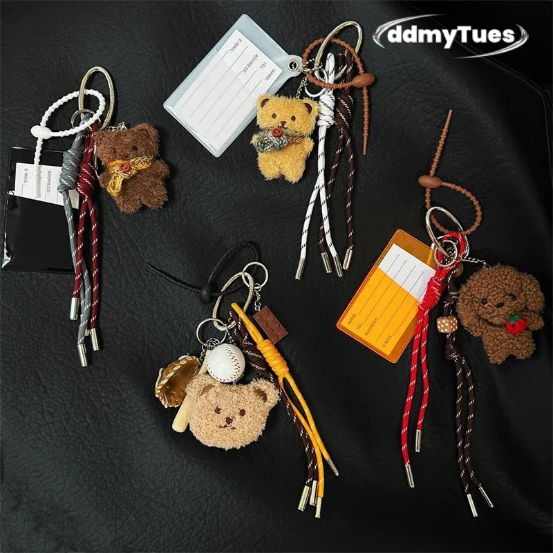 Trendy Accessories Y2k Cute Plush Bear Keychain Puppy Rabbit Baseball Postcard Mobile Bag Pendant For Girl Women Gifts250103 TUES