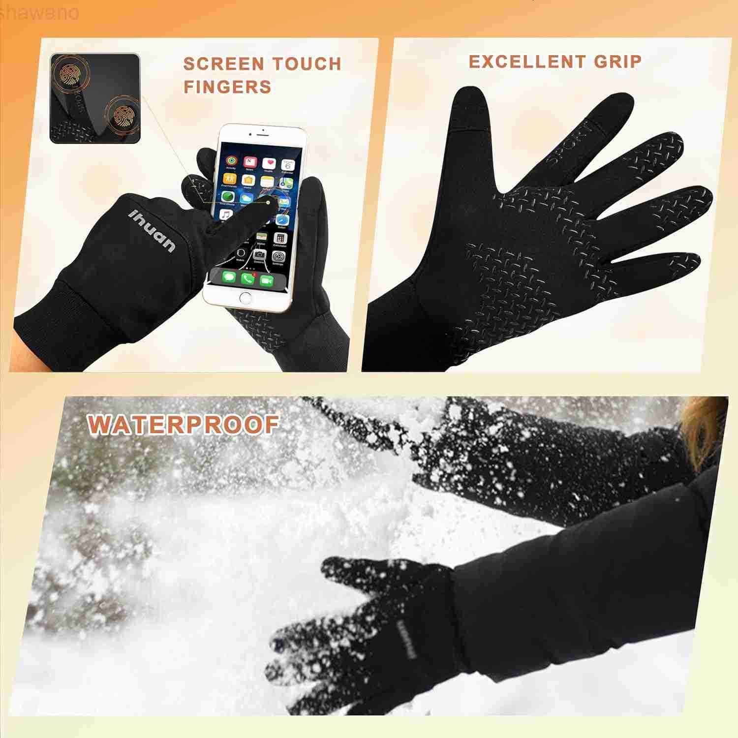 Winter Gloves for Men Women Waterproof Running Cycling for Cold Weather Thermal Warm Windproof Material and Touch Screen Finger for Skiing Snow Drivin