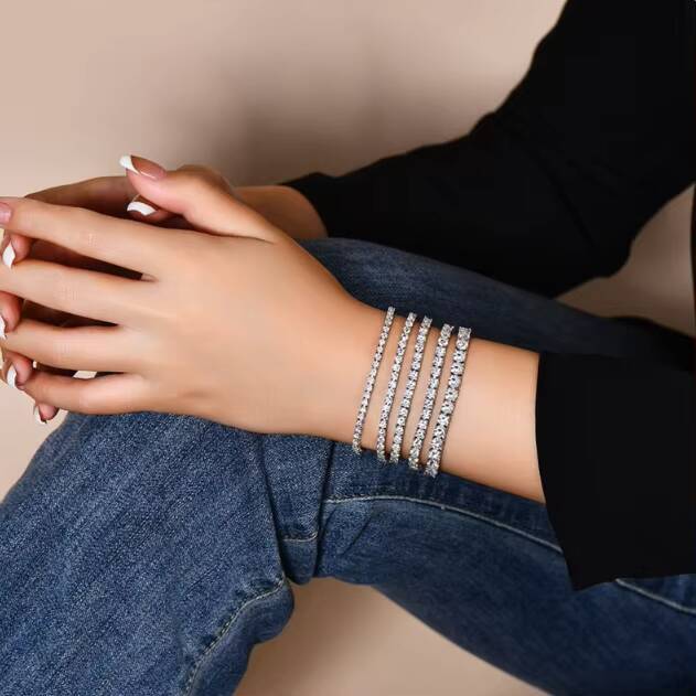 Fine Jewelry Hiphop S925 Sterling Silver VVS Moissanite Diamond Cluster Iced Out Tennis Chain Bracelet Necklace