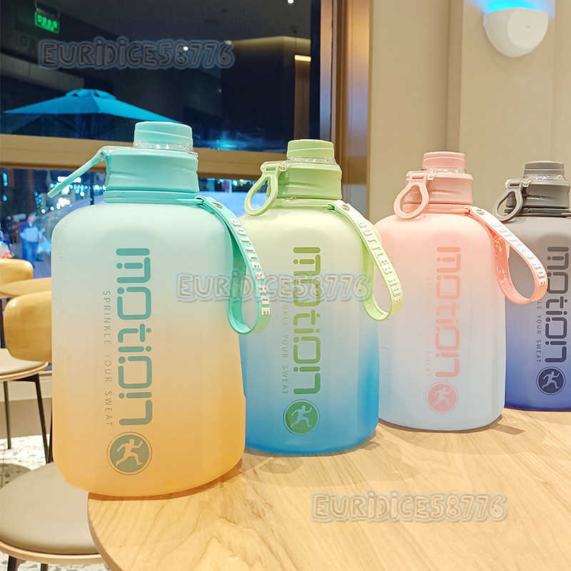 Super Large Capacity Sports Water Cup Portable Handle Fitness Outdoor Fall Proof Transparent Frosted Twocolor Kettle Ton Barrel H250911