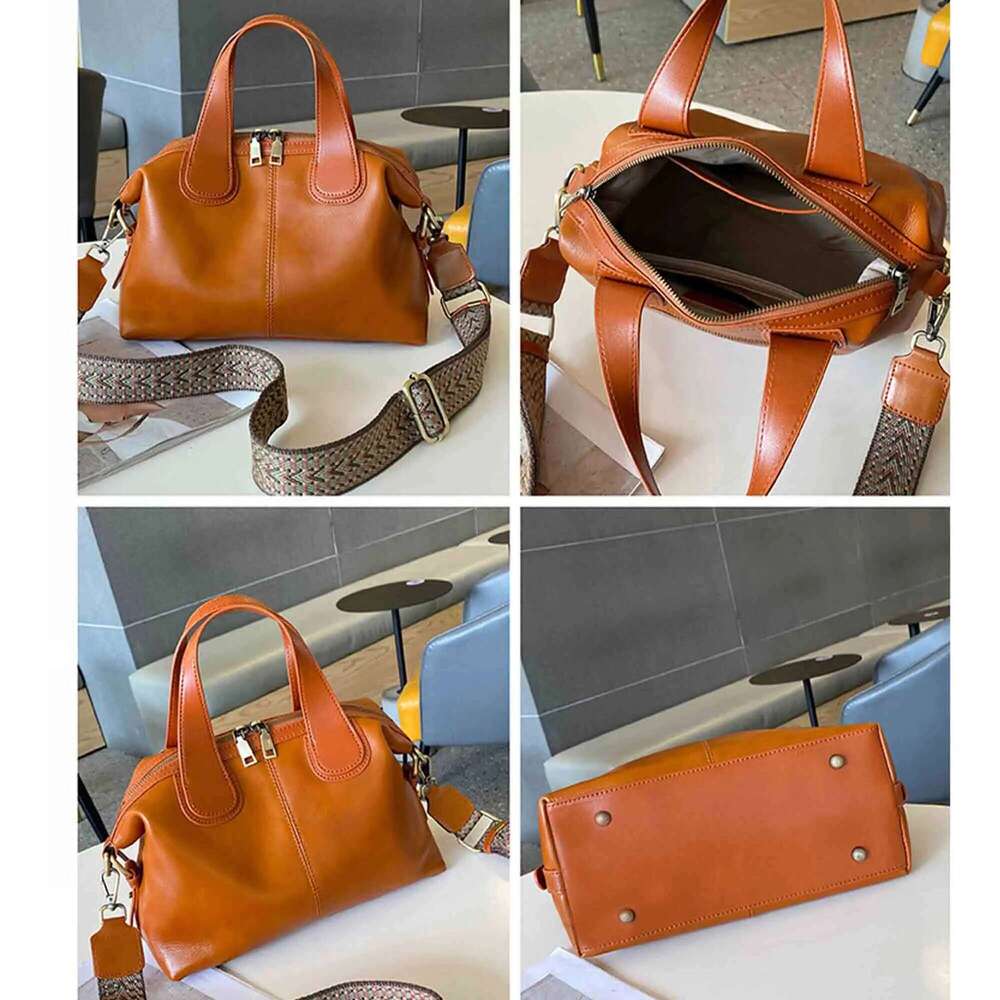 MS Genuine Leather Woman Bags Retro Shoulder Handbag Vintage Lady Messenger Casual Tote Crossbody Purses Black 2023 New