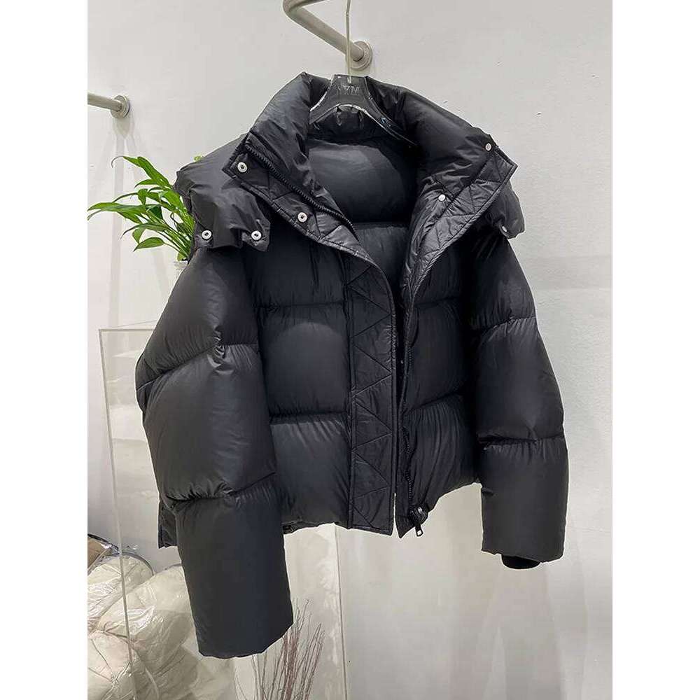 Janveny Thickness Short Bread Jacket Women Winter Warm Solid Puffer Coat Hooded 90% Duck Down Coats Female Fluffy Parkas
