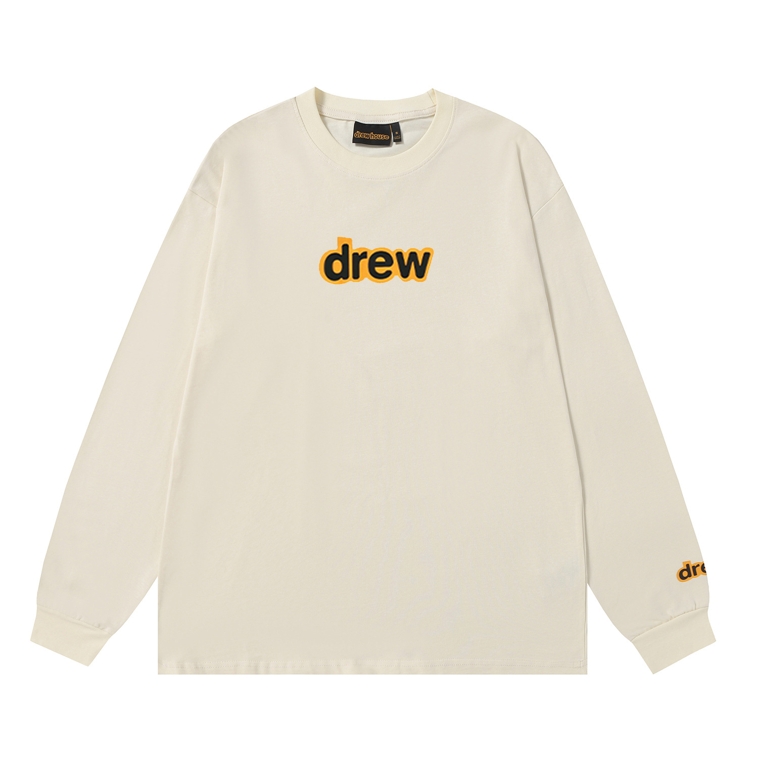 Drew House New drew Classic tape letters T Shirt Men's and Women's Long Sleeve Tshirt Designer Luxury