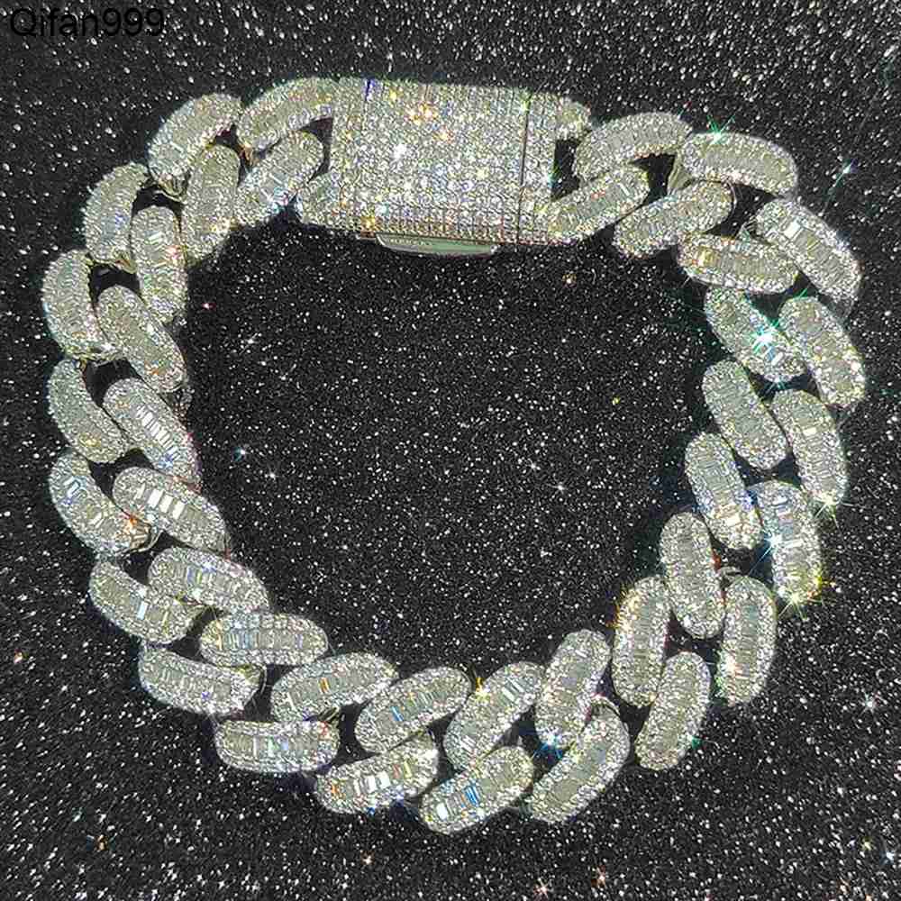 Fashion Hip Hop 15MM Mixed Inlaid Ice Out Cuban Bracelet Mens Double Stone Cuban Chain Bracelet 250326