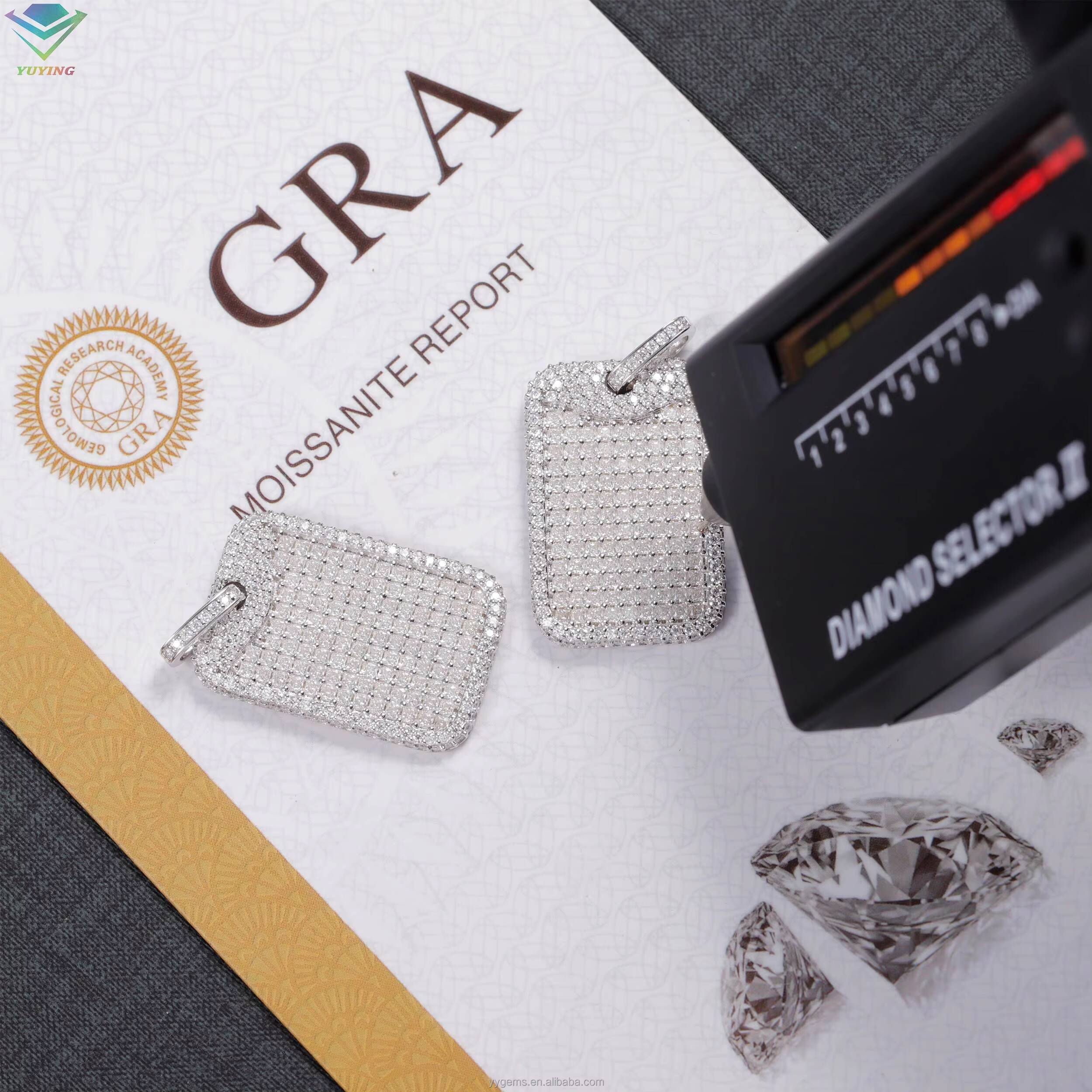 Hot Sale Tag Pendant Rope Chain White Gold Plated 925 Silver Iced Out VVS Moissanite Diamonds Hip Hop Pendant Dog Tag Necklace
