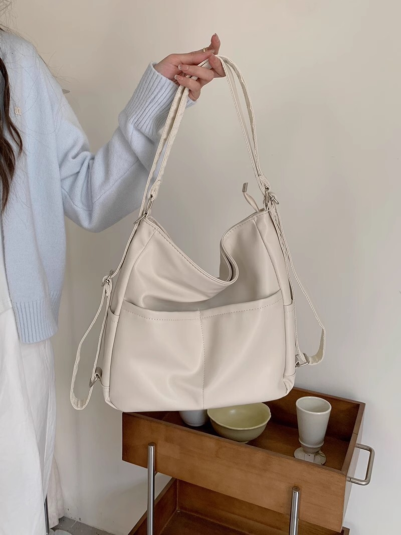 Designer luxury 2025 Spring New Soft Leather Bag for Women Large Capacity Three-in-One Commuter Tote Bag Multifunctional Backpack Crossbody School Bag