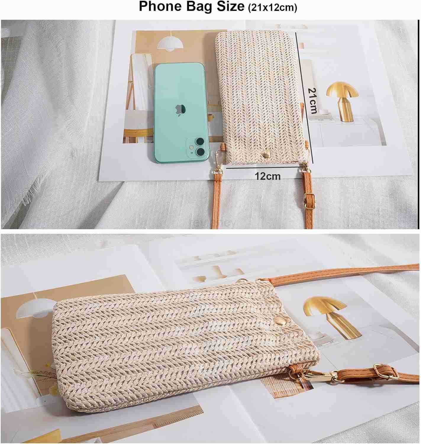 Crossbody Phone Bag for Women Ladies Small Crossbody Shoulder Straw Bag Cellphone Bags Purse WalletW250911