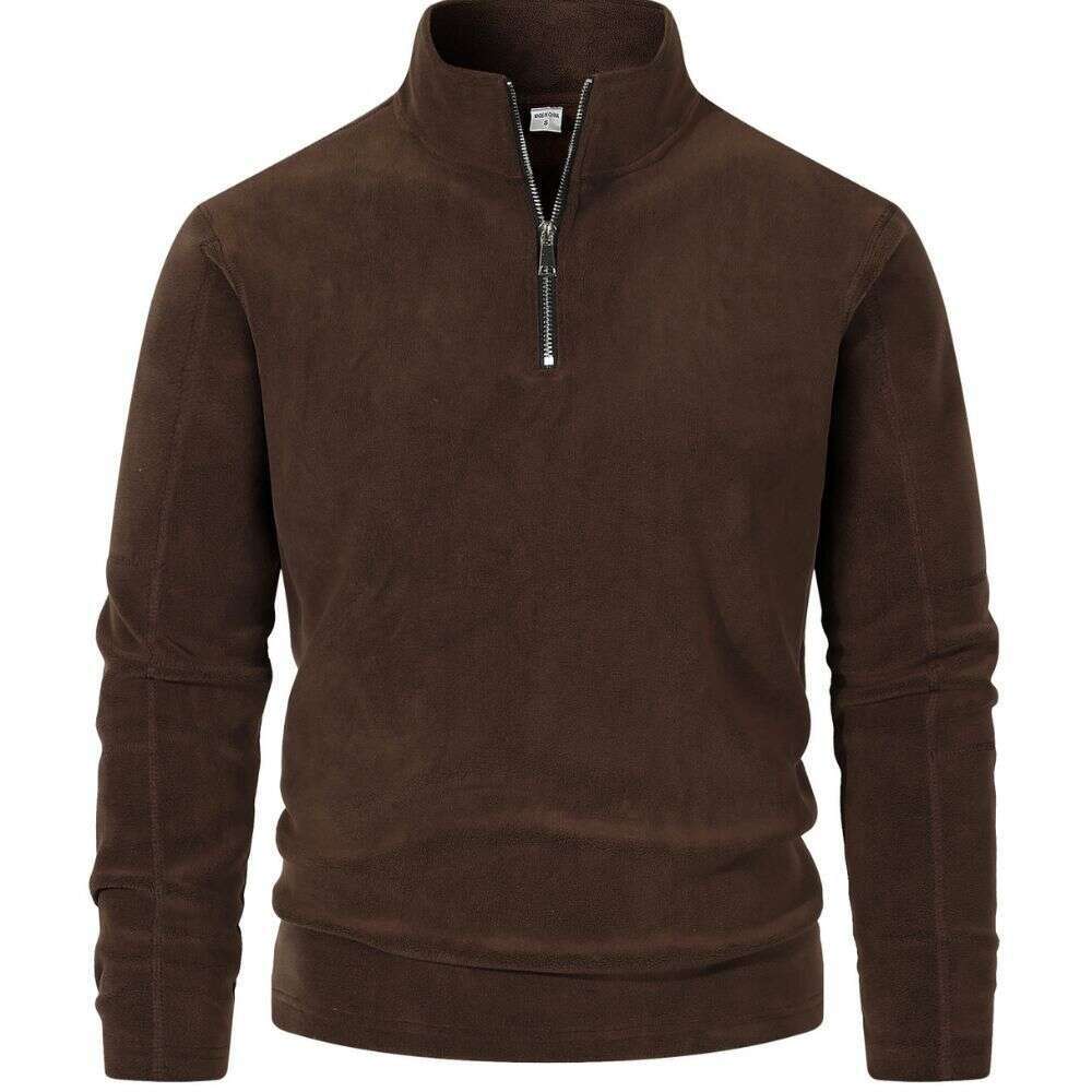 Autumn Winter New Fleece Sweatshirt Stand Collar Half Zip Long Sleeve European Size Cross-Border Trendy Versatile Men's Top