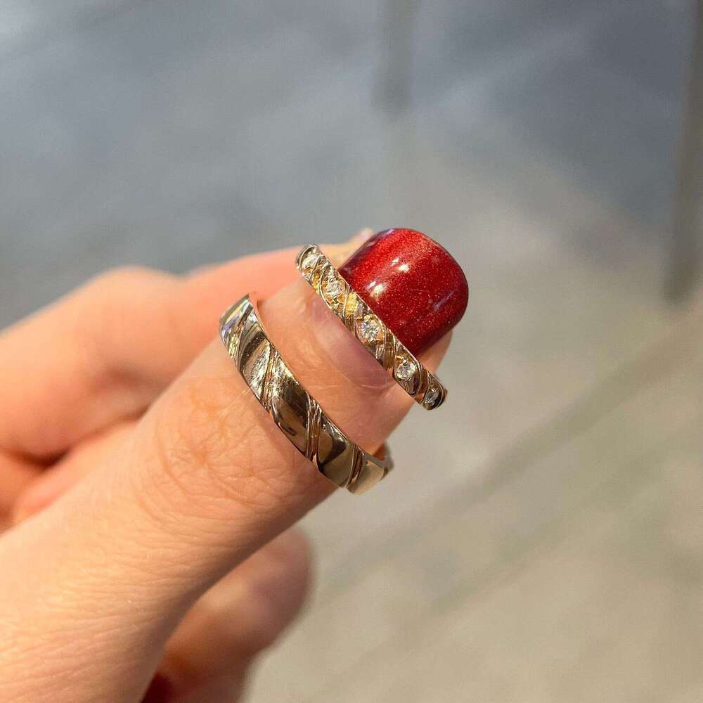 Shangjia Xuan Love Women's Wedding Diamond Ring Niche Couple Rings Ins Valentine's Day Wave Shape
