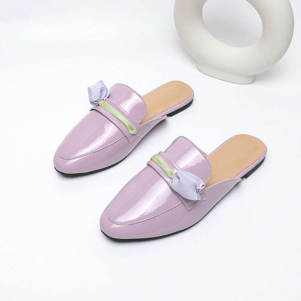 Plus Women's Shoes 35-45 Designer Shoe Size Round Toe Flat Flower Slip-On Sandals Spring Summer Mules Accessories